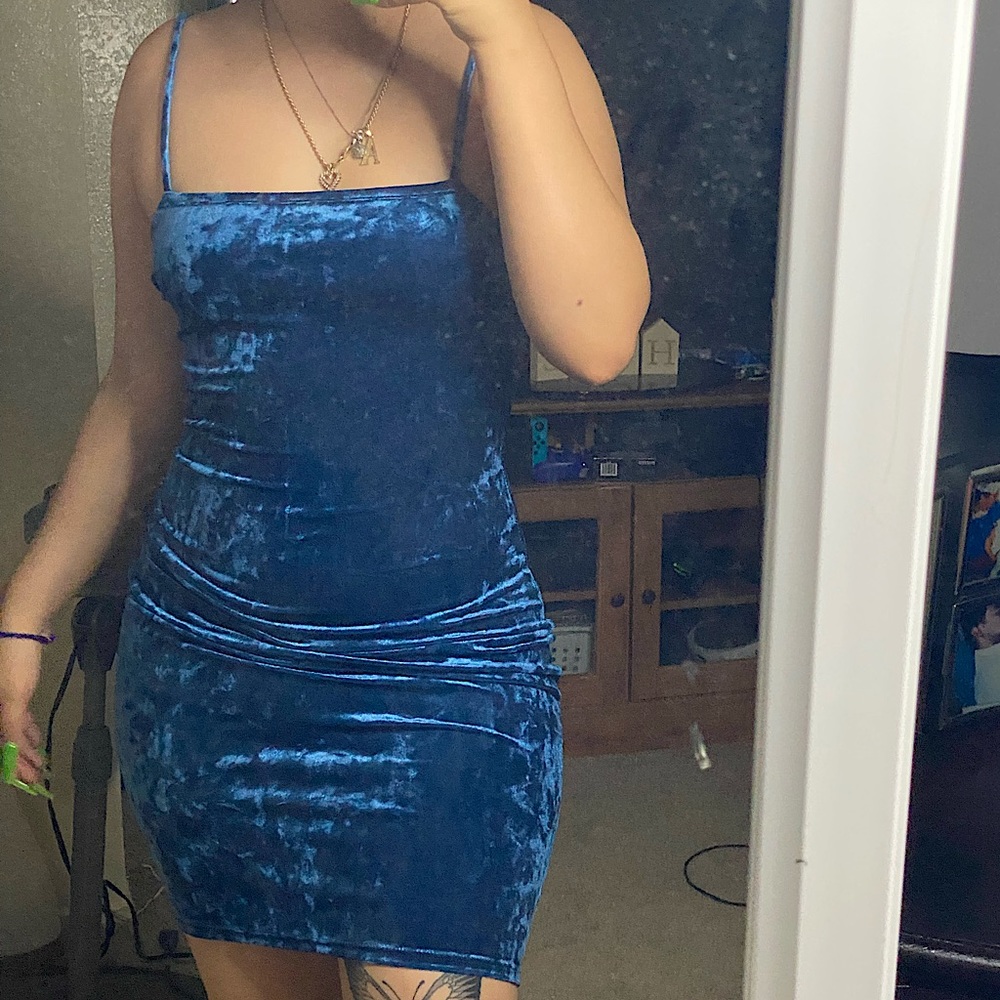 Blue tight dress